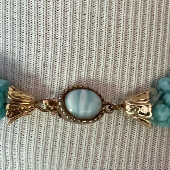 Vintage Antique Aqua glass bead necklace Multi strand 22” turquoise Blue beaded - Picture 4 of 10